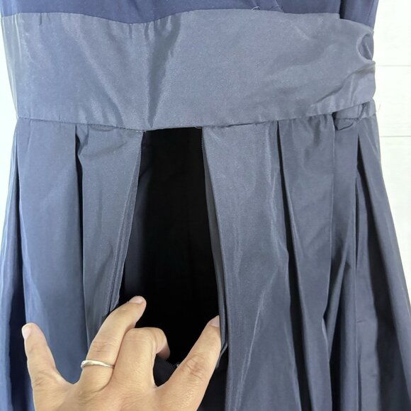 Lauren Ralph Lauren Yoko Dress Womens SZ 14 Fit Flare Midi Sleeveless Navy Blue‎ - Picture 9 of 16